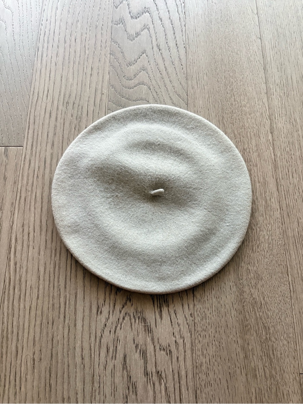 Cream Grey Wool Beret
